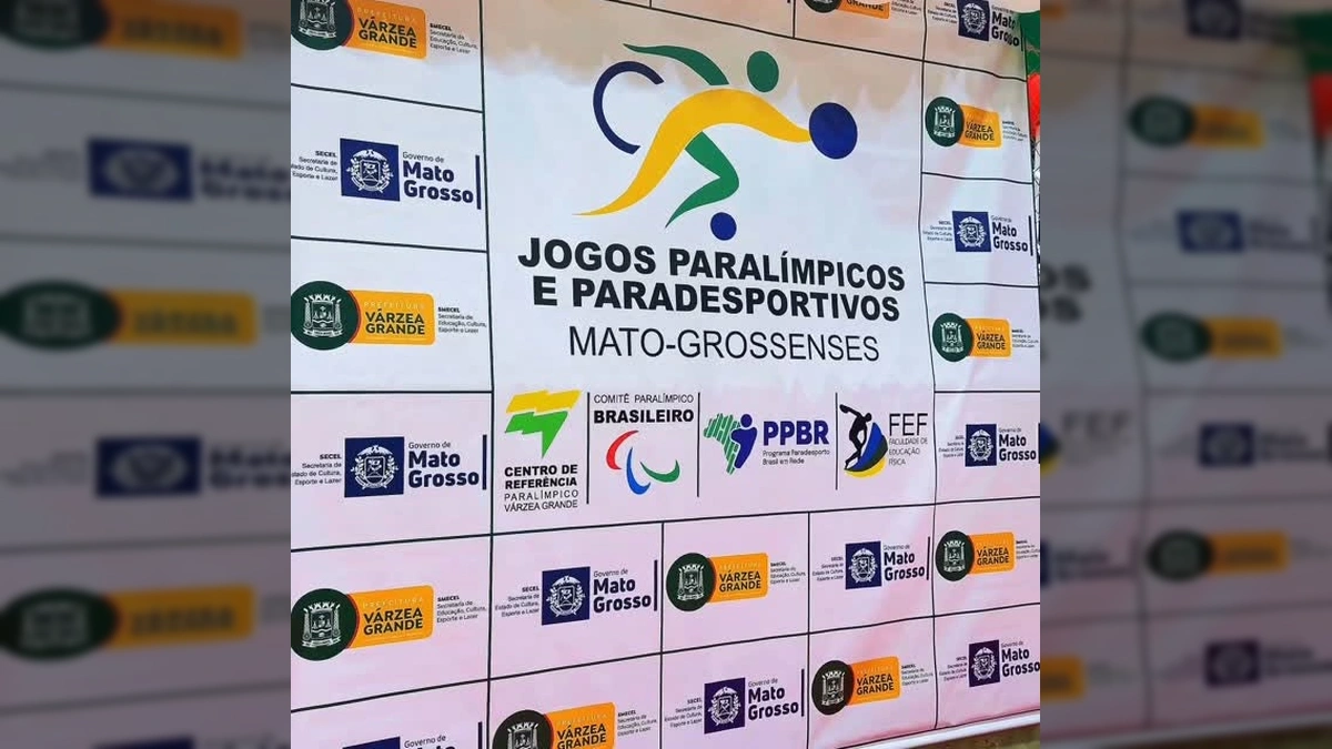 Atletas e autoridades na abertura dos Jogos Paralímpicos e Paradesporto de Mato Grosso em Várzea Grande. Créditos: secelmt / Instagram.