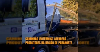 Caminhão de transporte de leite da Prefeitura de Juara. Créditos: Prefeitura de Juara / Instagram