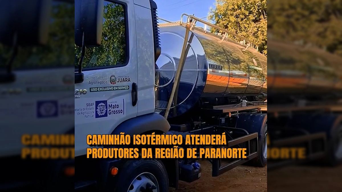 Caminhão de transporte de leite da Prefeitura de Juara. Créditos: Prefeitura de Juara / Instagram