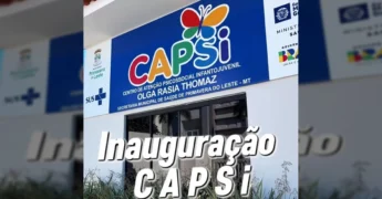 Fachada do CAPSi Olga Rasia Thomaz em Primavera do Leste, com o logo colorido do CAPSi e a frase 'Centro de Atenção Psicossocial Infantojuvenil Olga Rasia Thomaz'. Créditos: Prefeitura Primavera do Leste / Instagram