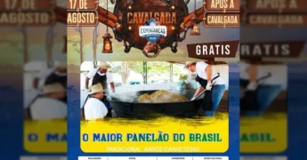 Foto da Cavalgada e do preparo do Arroz Carreteiro Gigante, evento da EXPOGARÇAS 2025 em Alto Garças, Mato Grosso. Crédito: EXPOGARÇAS 2025 / Instagram.