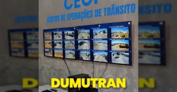 Imagem do Centro de Operações de Trânsito (CEOP) em Juara, com telas exibindo câmeras de segurança ao vivo / Instagram