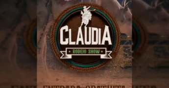 Imagem de rodeio com cowboy em ação, evento Cláudia Rodeio Show 2025, por claudiarodeioshow.
