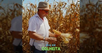 Produtor Lino Costa na colheita de milho em Canarana, Mato Grosso. Créditos: Aprosoja Mato Grosso / Instagram