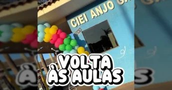 Crianças sendo recebidas com entusiasmo na escola CEI Anjo Gabriel, em Lucas do Rio Verde, na volta às aulas. Créditos: Prefeitura de Lucas do Rio Verde / Instagram.