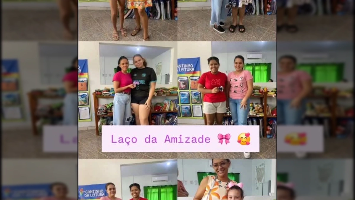 Meninas e instrutora com laços e fitas feitos no curso em Terra Nova do Norte. Créditos: terranovadonorte / Instagram.