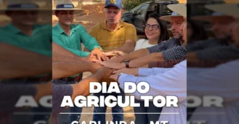 Pessoas reunidas em evento agrícola em Carlinda, com autoridades e produtores de leite. Imagem: Prefeitura de Nova Bandeirantes / Instagram.