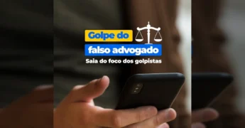 Imagem da Dra. Carla Guerra, presidente da OAB Sorriso, explicando sobre o golpe do falso advogado, campanha da Prefeitura de Sorriso.