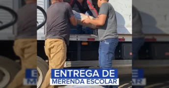 Foto de alimentos variados sendo entregues para a merenda escolar em Rio Branco, Acre. Créditos: Prefeitura de Rio Branco / Instagram.