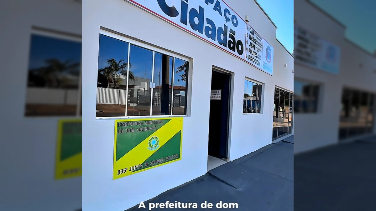 Fachada do Espaço Cidadão em Dom Aquino. Imagem de Prefeitura de Dom Aquino no Instagram.