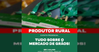 Crachás de participantes do evento "O Novo Agro" em Sinop, focado em produtores rurais e mercado de grãos. Crédito: @gustavoavelar_agro / Instagram.