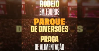 Cena de palco com multidão na Expolucas, anunciando as atrações de 2025, divulgado por expolucasoficial no Instagram.