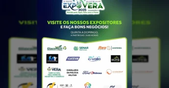 Banner da Expovera 2025 em Vera, Mato Grosso, destacando a data de 24 a 27 de julho e os principais patrocinadores e expositores. Créditos: expoveraoficial / Instagram.
