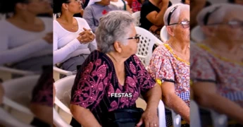Idosa dançando na Festa Julina do CRAS em Sinop, por Prefeitura de Sinop / Instagram