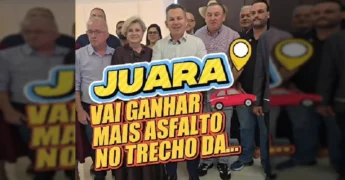 Governador Mauro Mendes em reunião anunciando obras de asfalto na MT-338 em Juara