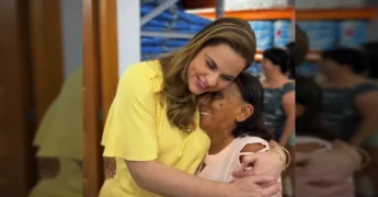Pessoas celebrando a inauguração do Mercado do Bem em Nova Mutum. Créditos: Prefeitura de Nova Mutum / Instagram