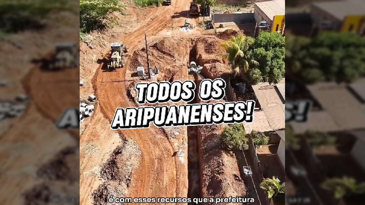Vista aérea de Aripuanã com obras de infraestrutura e prédios, ilustrando o impacto do IPTU. Créditos: Prefeitura de Aripuanã / Instagram.
