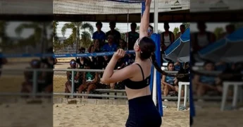 Jovens atletas participando dos Jogos Estudantis de Mato Grosso em Lucas do Rio Verde, com foco em modalidades como vôlei de praia, judô, tênis de mesa, xadrez e badminton, conforme publicado pelo Programa Viva Lucas Esporte e Lazer no Instagram.