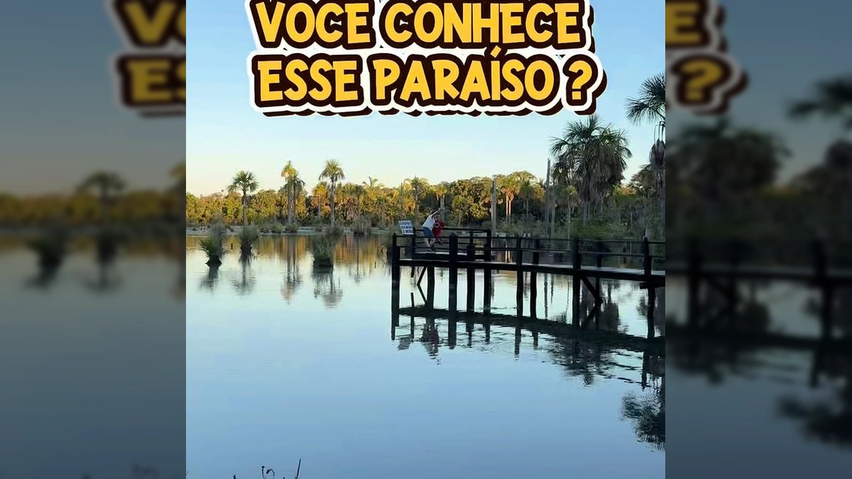 Cena da Lagoa das Araras em Nobres com araras-canindé ao pôr do sol. Créditos: @govmatogrosso no Instagram.