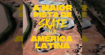 Imagem aérea da pista de skate em construção em Cuiabá. Crédito: Governo de Mato Grosso / Instagram