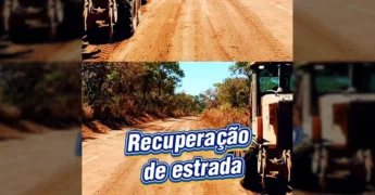 Máquina pesada trabalhando na recuperação de estrada de terra em Gaúcha do Norte. Crédito: Prefeitura de Gaúcha do Norte (MT) / Instagram
