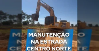 Obra de manutenção de estradas em Nova Bandeirantes, Japuranã com escavadeira e caminhão / Créditos: Prefeitura de Nova Bandeirantes (Instagram)