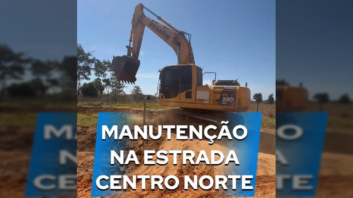 Obra de manutenção de estradas em Nova Bandeirantes, Japuranã com escavadeira e caminhão / Créditos: Prefeitura de Nova Bandeirantes (Instagram)