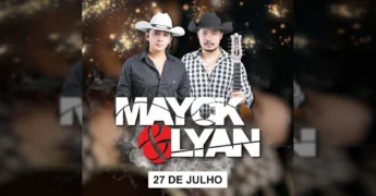 Mayck & Lyan com chapéu de cowboy em convite para o show na Expovera 2025 em Vera, Mato Grosso. Créditos: expoveraoficial / Instagram.