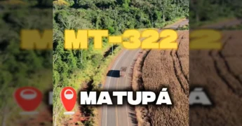 Rodovia MT-322 com novo asfalto em Mato Grosso, passando por áreas rurais. Créditos: Governo de Mato Grosso / Instagram.