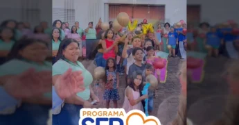 Primeira-dama Virginia Mendes em evento do Programa SER Família em Nortelândia. Créditos: Virginia Mendes / Instagram