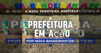 Imagem aérea de Nova Bandeirantes e reuniões de trabalho que mostram os avanços em infraestrutura. Créditos: Prefeitura de Nova Bandeirantes / Instagram.