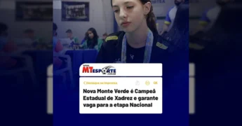 Foto da atleta Isadora Maller e da equipe de Nova Monte Verde nos Jogos Escolares Matogrossenses. Créditos: Prefeitura de Nova Monte Verde / Instagram.