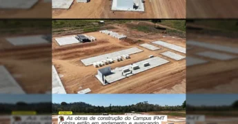 Obras do Campus IFMT Colniza-MT em andamento, com a presença de autoridades do IFMT e da Prefeitura, indicando progresso e compromisso com a educação. Crédito: Prefeitura de Colniza / Instagram