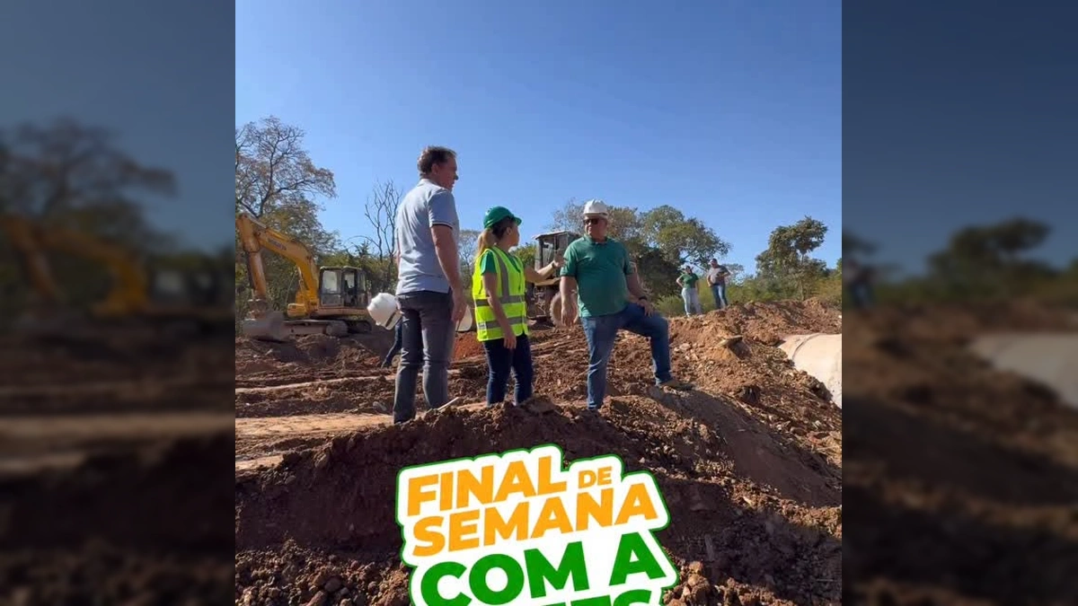 Prefeita de Várzea Grande e equipe em visita a obras de infraestrutura no período de estiagem. Crédito: Prefeitura de Várzea Grande / Instagram.