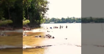 Equipe da Prefeitura de Alta Floresta em visita técnica para planejar o Festival Viva Floresta no Rio Teles Pires. Créditos: Prefeitura de Alta Floresta / Instagram.
