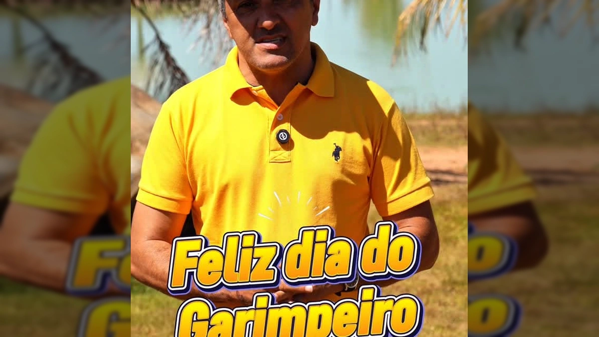 Imagem do Prefeito Paulistinha de Peixoto de Azevedo comemorando o Dia do Garimpeiro, com um lago ao fundo. Créditos: Prefeitura de Peixoto de Azevedo / Instagram.