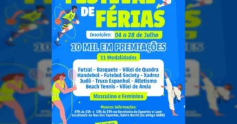 Imagens de pessoas trabalhando na preparação de quadras esportivas e participantes de um festival de esportes em Diamantino. Créditos: Prefeitura de Diamantino / Instagram