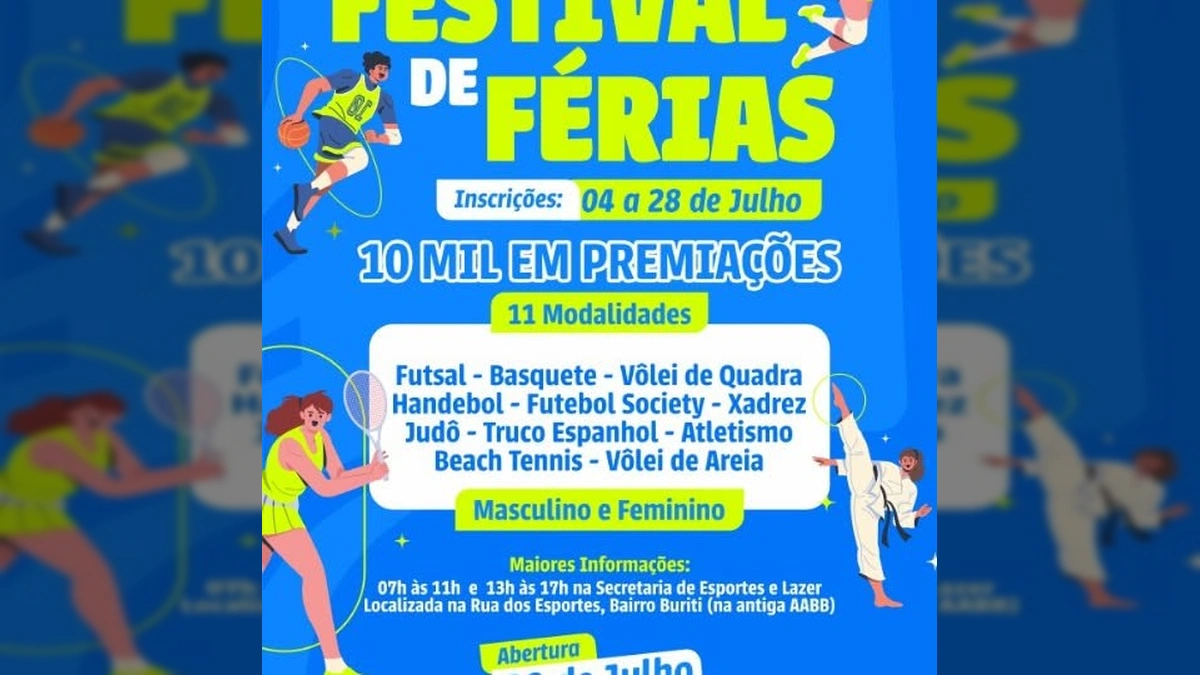 Imagens de pessoas trabalhando na preparação de quadras esportivas e participantes de um festival de esportes em Diamantino. Créditos: Prefeitura de Diamantino / Instagram