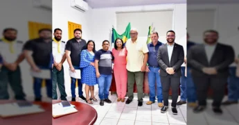 Imagens da reunião de anúncio de investimento em saúde em Nova Olímpia, com a presença da Deputada Gisela Simona. Crédito: Prefeitura de Nova Olímpia / Instagram.