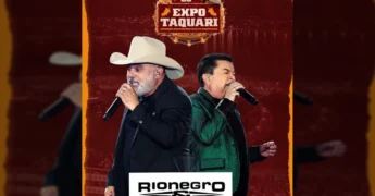 Dupla sertaneja Rio Negro e Solimões se apresentando no palco, em destaque na 28ª Expo Taquari. Créditos: Prefeitura de Alto Taquari / Instagram.