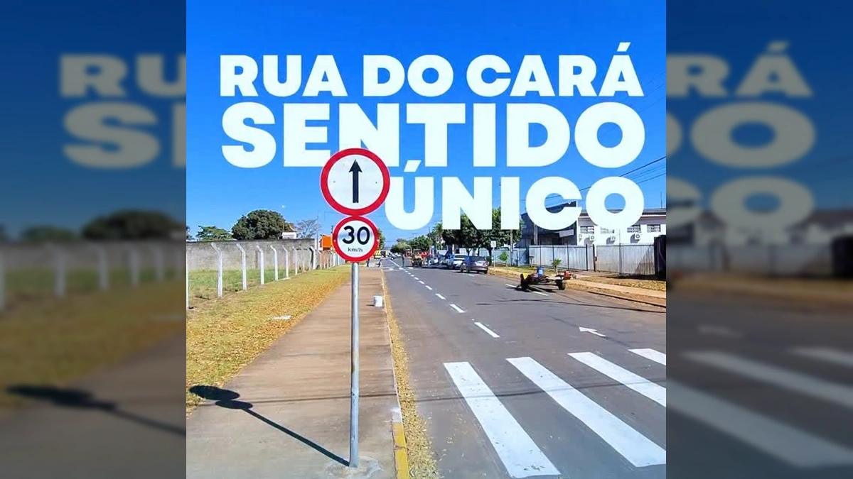 Rua do Cará em Sapezal com sinalização de sentido único. Créditos: Prefeitura Municipal de Sapezal / Instagram