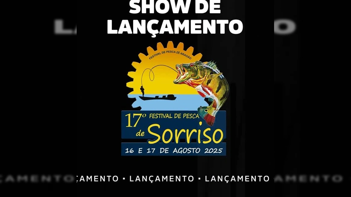 Imagem de Sérgio Reis cantando no palco, anunciando o show de lançamento do Festival de Pesca Zé Aragão em Sorriso, Mato Grosso. Créditos: Prefeitura de Sorriso / Instagram