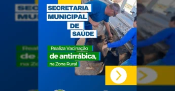 Agentes de saúde vacinando cães e gatos em propriedade rural de Guarantã do Norte. Crédito: Instagram @sec.municipaldesaudegta