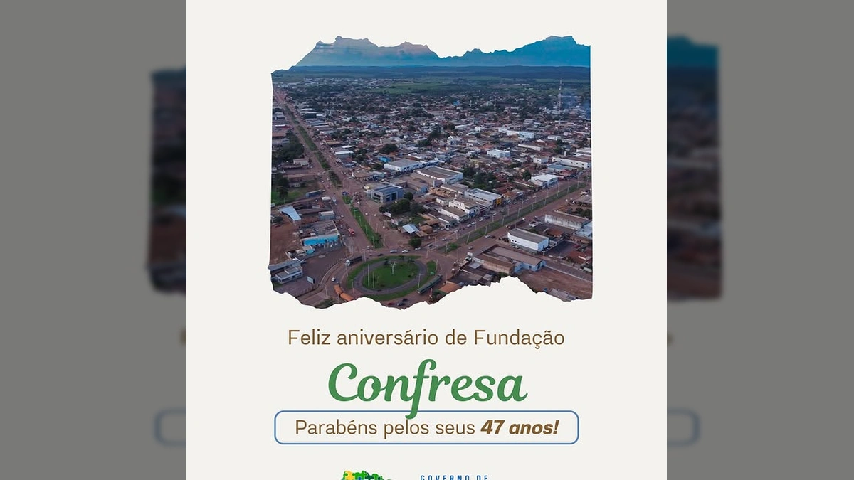 Vista aérea da cidade de Confresa em Mato Grosso, celebrando 47 anos de fundação. Crédito: prefeituradeconfresa / Instagram
