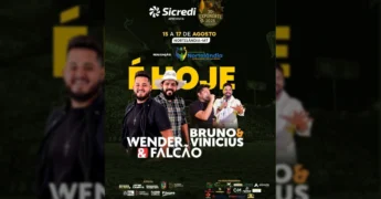 Imagem promocional da 30ª Exponorte 2025 em Nortelândia, com destaque para as atrações musicais Wender & Falcão e Bruno & Vinicius, e o rodeio. Créditos: exponorte_2025 no Instagram.