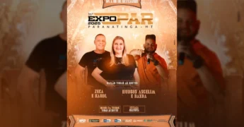 Cartaz da 31ª EXPOPAR Paranatinga 2025 com Zeca e Karol e Hudson Angelim e Banda. Créditos: expoparrodeio / Instagram