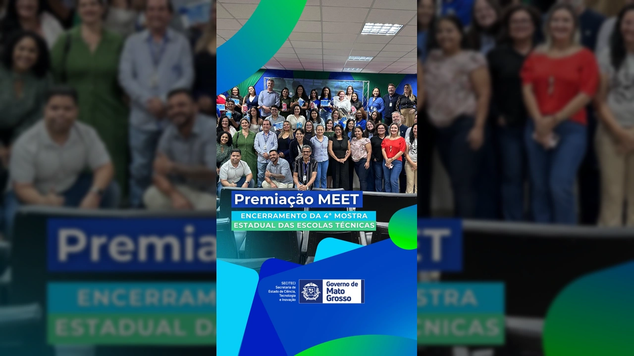 Alunos e professores sendo premiados na 4ª Mostra Estadual das Escolas Técnicas (MEET) em Cuiabá / Instagram @secitecimt