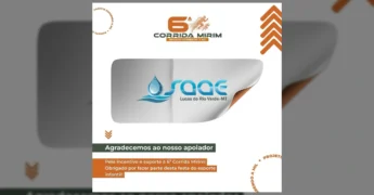 Imagem de agradecimento ao SAAE de Lucas do Rio Verde, parceiro da 6ª Corrida Mirim. Créditos: Instagram @aacm.lrv