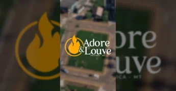Vista aérea de Vila Rica com sobreposição de texto 'Em Setembro Vila Rica Vai Parar', anunciando o evento Adore & Louve. Créditos: Governo de Vila Rica-MT / Instagram