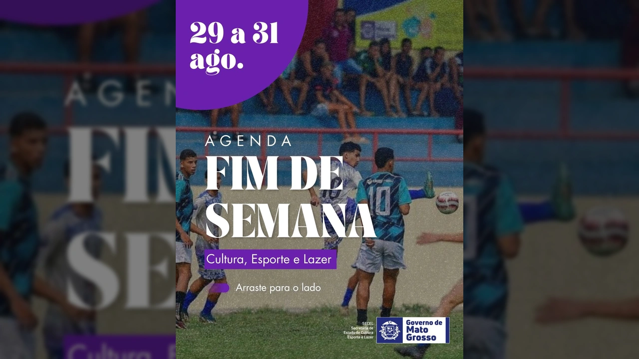 Jovens atletas em campo de futebol, representando a agenda de esporte, cultura e lazer de Mato Grosso / Crédito: @secelmt